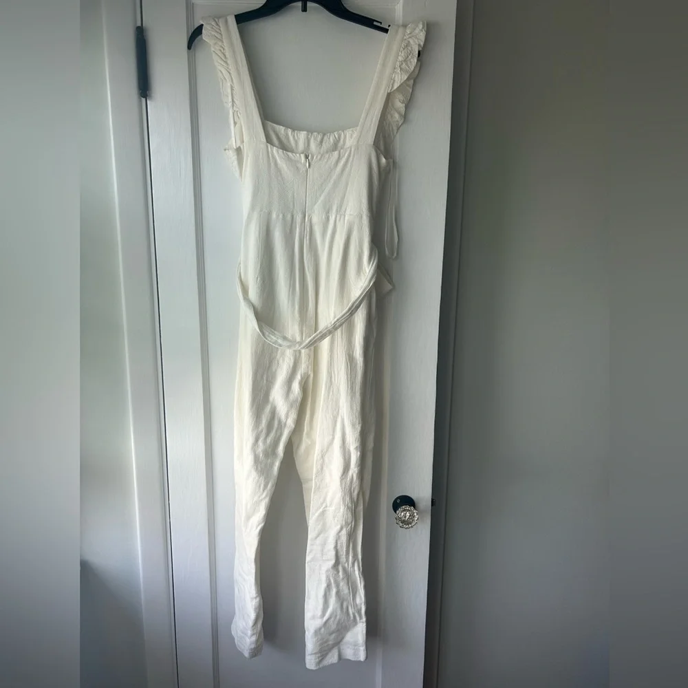 White Ruffle Jumpsuit - Picture 4 of 4